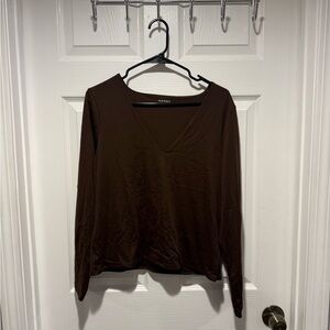 Old Navy Women's Chocolate Long Sleeve V-Neck Top